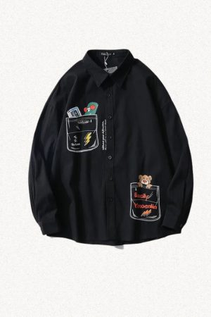 Quick Outfits, Modest Fashion Outfits Ideas Bear & Skateboard Detailed Shirt