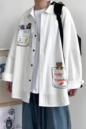 Quick Outfits, Modest Fashion Outfits Ideas Bear & Skateboard Detailed Shirt