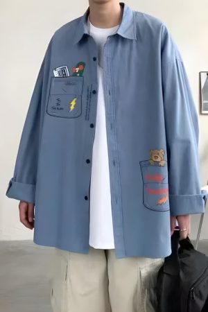 Quick Outfits, Modest Fashion Outfits Ideas Bear & Skateboard Detailed Shirt