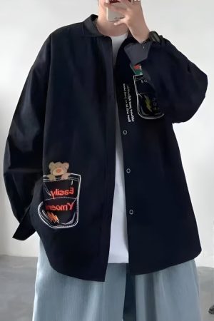 Quick Outfits, Modest Fashion Outfits Ideas Bear & Skateboard Detailed Shirt