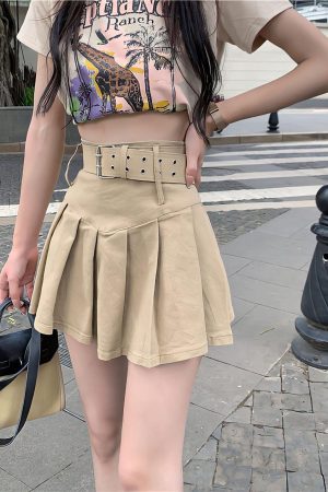 Quick Outfits, Modest Fashion Outfits Ideas Belt Detail Pleated Mini Skirt