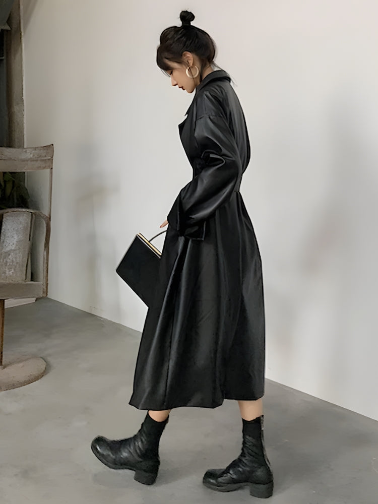 Quick Outfits, Modest Fashion Outfits Ideas Belted Faux Leather Coat Quick Outfits, Modest Fashion Outfits Ideas Belted Faux Leather Coat