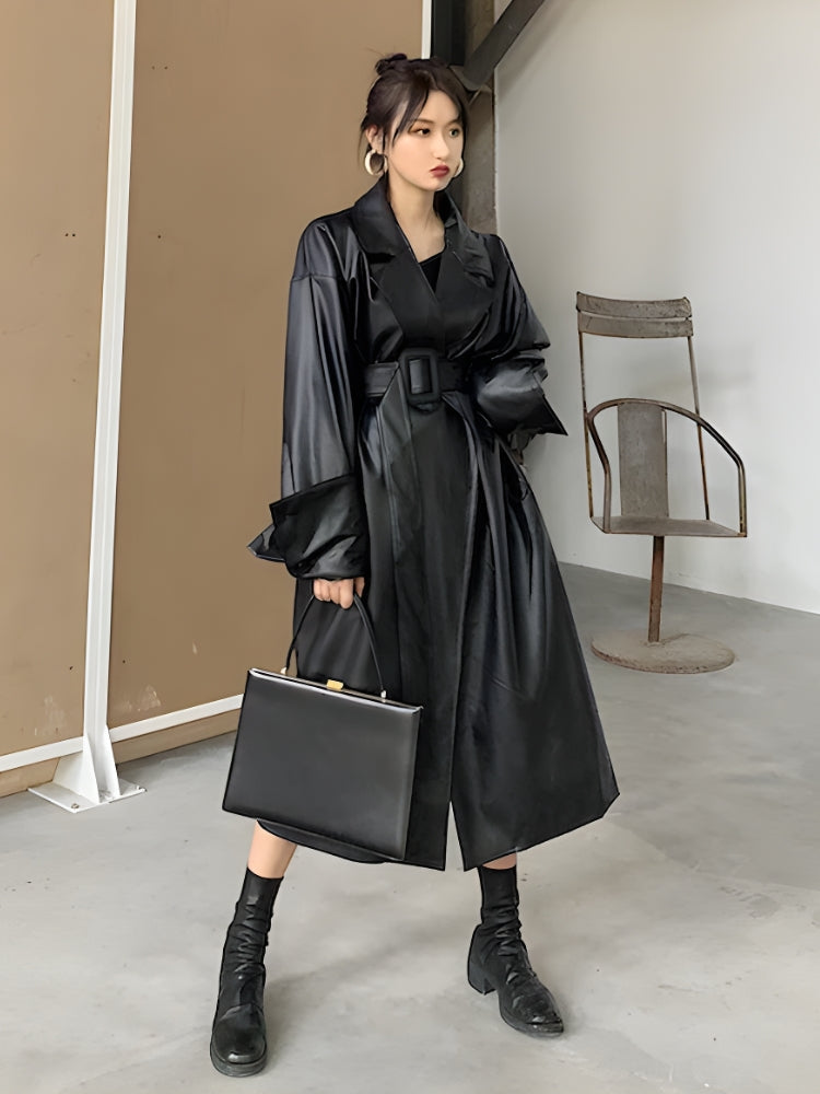 Quick Outfits, Modest Fashion Outfits Ideas Belted Faux Leather Coat Quick Outfits, Modest Fashion Outfits Ideas Belted Faux Leather Coat
