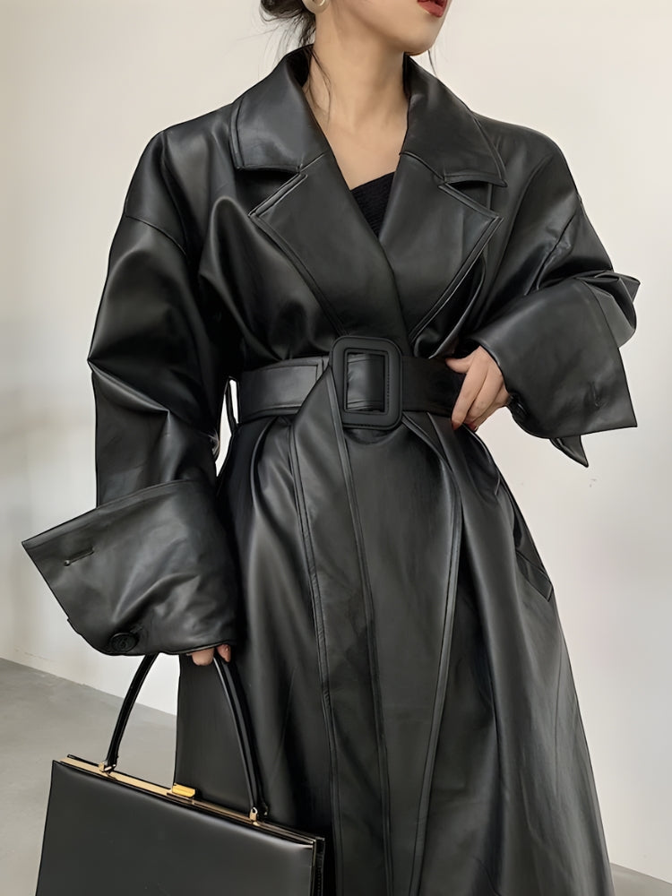 Quick Outfits, Modest Fashion Outfits Ideas Belted Faux Leather Coat Quick Outfits, Modest Fashion Outfits Ideas Belted Faux Leather Coat