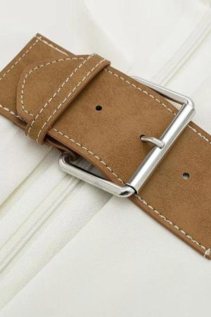 Quick Outfits, Modest Fashion Outfits Ideas Belted Plunge Neck Mini Dress