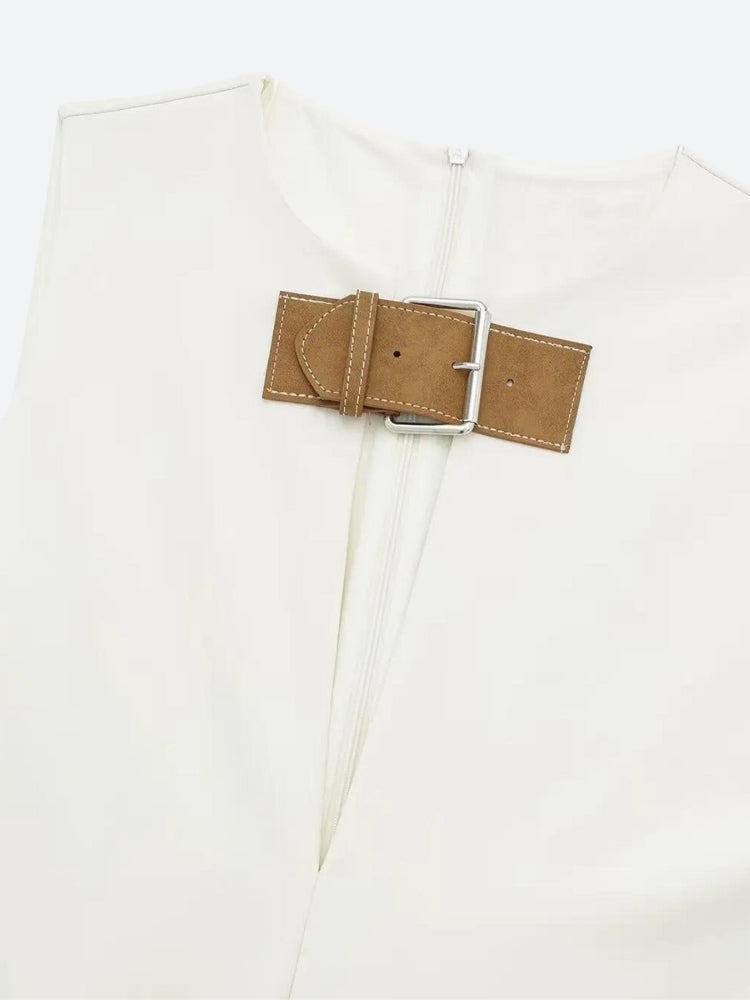 Quick Outfits, Modest Fashion Outfits Ideas Belted Plunge Neck Mini Dress Quick Outfits, Modest Fashion Outfits Ideas Belted Plunge Neck Mini Dress