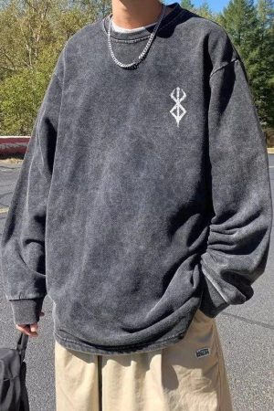 Quick Outfits, Modest Fashion Outfits Ideas Berserk Printed Distressed Unisex Sweatshirt