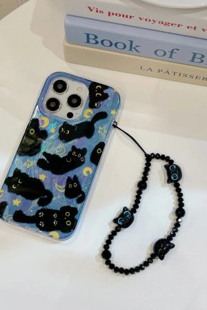 Quick Outfits, Modest Fashion Outfits Ideas Black Cat Phone Case with Charm