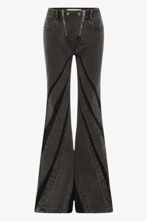 Quick Outfits, Modest Fashion Outfits Ideas Black Denim Tube Top & Patch Jeans Two Piece Set