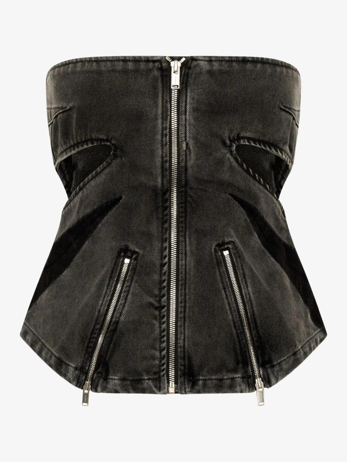 Quick Outfits, Modest Fashion Outfits Ideas Black Denim Tube Top & Patch Jeans Two Piece Set Quick Outfits, Modest Fashion Outfits Ideas Black Denim Tube Top & Patch Jeans Two Piece Set