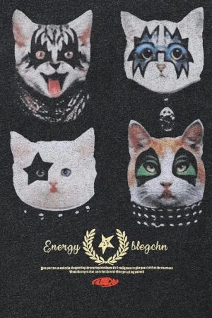 Quick Outfits, Modest Fashion Outfits Ideas Black Energy Cat Band Tee