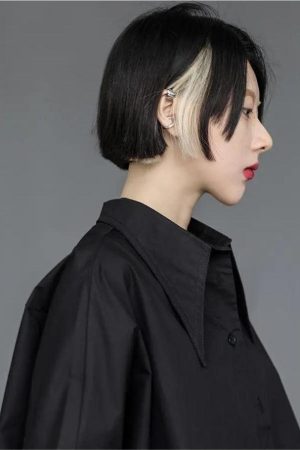 Quick Outfits, Modest Fashion Outfits Ideas Black Korean Asymmetric Shirt