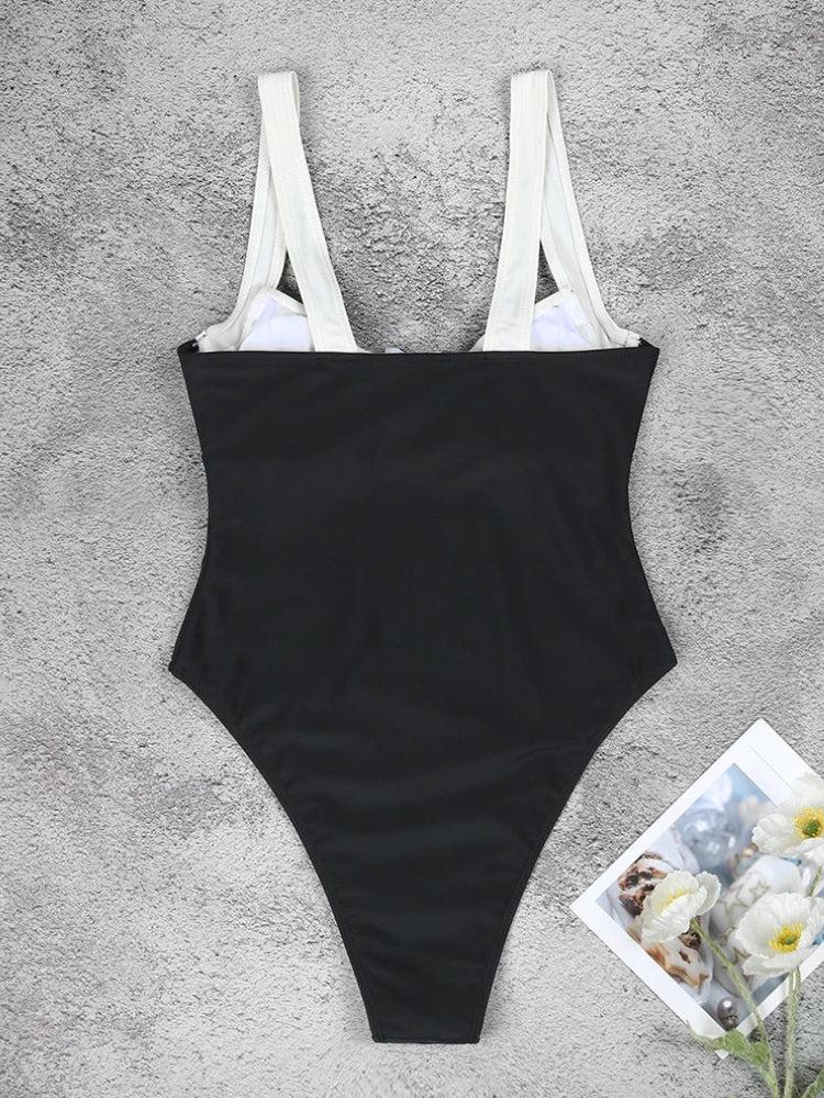 Quick Outfits, Modest Fashion Outfits Ideas Black & White High Leg Swimsuit Quick Outfits, Modest Fashion Outfits Ideas Black & White High Leg Swimsuit