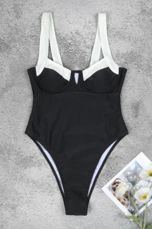 Quick Outfits, Modest Fashion Outfits Ideas Black & White High Leg Swimsuit