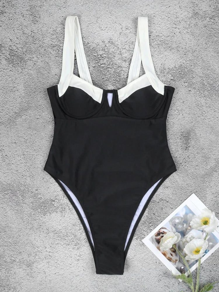 Quick Outfits, Modest Fashion Outfits Ideas Black & White High Leg Swimsuit Quick Outfits, Modest Fashion Outfits Ideas Black & White High Leg Swimsuit
