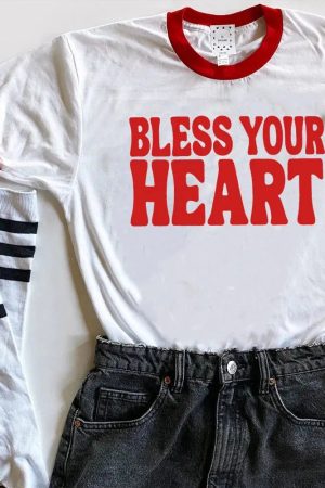 Quick Outfits, Modest Fashion Outfits Ideas Bless Your Heart Ringer Tee