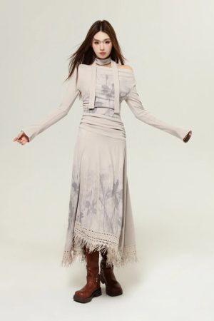 Quick Outfits, Modest Fashion Outfits Ideas Bohemian One Shoulder Maxi Dress