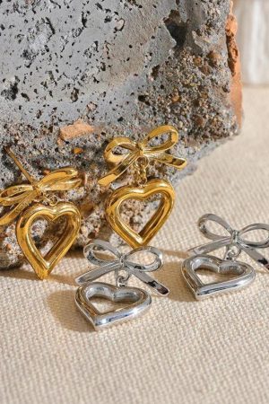 Quick Outfits, Modest Fashion Outfits Ideas Bow & Heart Earrings