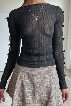 Quick Outfits, Modest Fashion Outfits Ideas Bow Sleeve Sheer Top