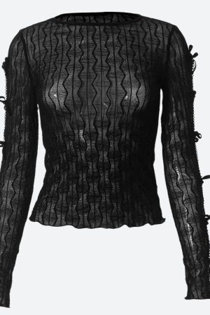 Quick Outfits, Modest Fashion Outfits Ideas Bow Sleeve Sheer Top