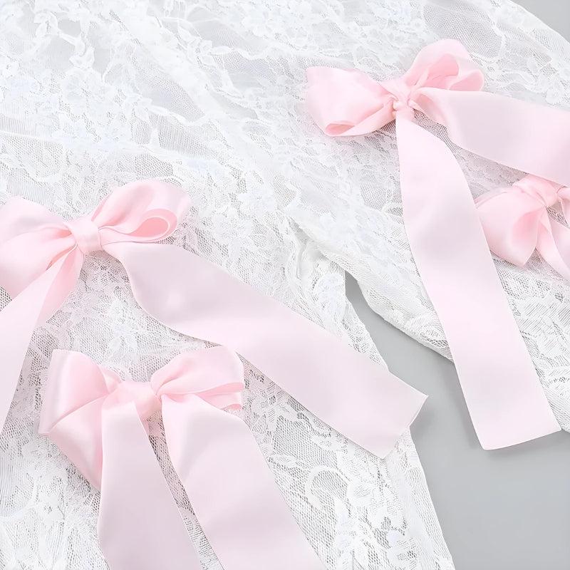 Quick Outfits, Modest Fashion Outfits Ideas Bow Transparent Lace Flare Pants Quick Outfits, Modest Fashion Outfits Ideas Bow Transparent Lace Flare Pants