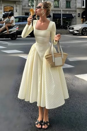 Quick Outfits, Modest Fashion Outfits Ideas Butter Yellow Maxi Dress