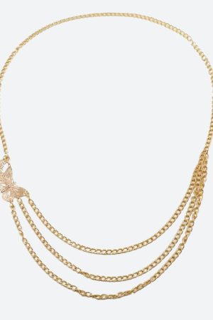 Quick Outfits, Modest Fashion Outfits Ideas Butterfly Layered Belly Chain