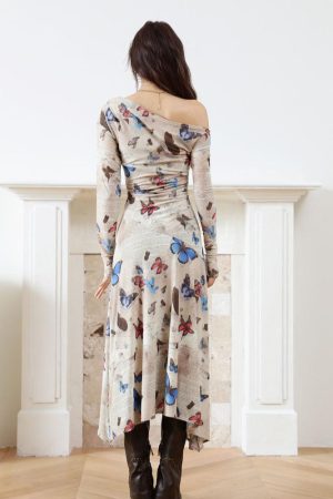 Quick Outfits, Modest Fashion Outfits Ideas Butterfly One Shoulder Midi Dress