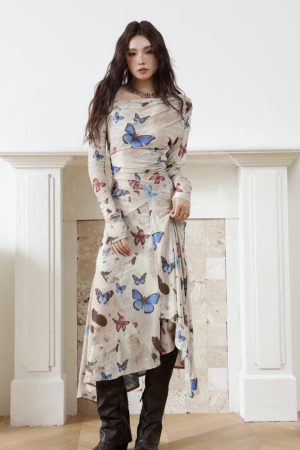 Quick Outfits, Modest Fashion Outfits Ideas Butterfly One Shoulder Midi Dress