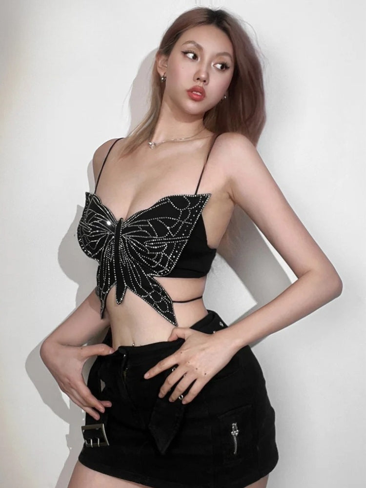 Quick Outfits, Modest Fashion Outfits Ideas Butterfly Rhinestone Top Quick Outfits, Modest Fashion Outfits Ideas Butterfly Rhinestone Top