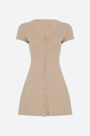 Quick Outfits, Modest Fashion Outfits Ideas Button Up Knitted Mini Dress