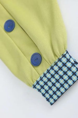 Quick Outfits, Modest Fashion Outfits Ideas Buttoned Sleeved Patchwork Shirt