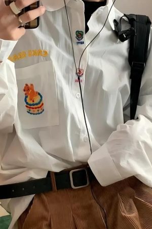 Quick Outfits, Modest Fashion Outfits Ideas Cake Bear Embroidered Shirt