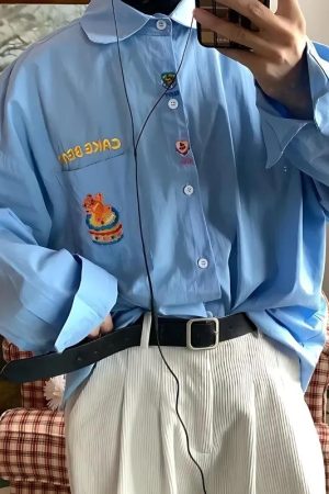 Quick Outfits, Modest Fashion Outfits Ideas Cake Bear Embroidered Shirt