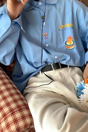 Quick Outfits, Modest Fashion Outfits Ideas Cake Bear Embroidered Shirt