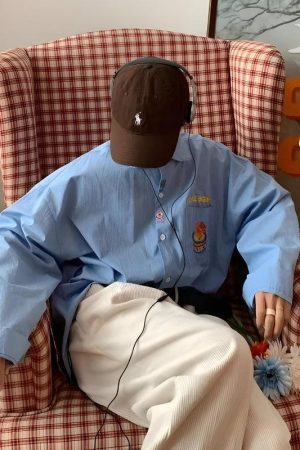 Quick Outfits, Modest Fashion Outfits Ideas Cake Bear Embroidered Shirt