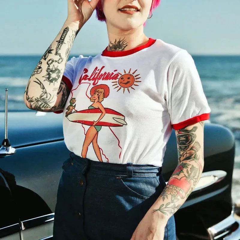 Quick Outfits, Modest Fashion Outfits Ideas California Ringer Tee Quick Outfits, Modest Fashion Outfits Ideas California Ringer Tee