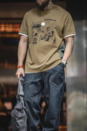 Quick Outfits, Modest Fashion Outfits Ideas Camping Pocket Tee