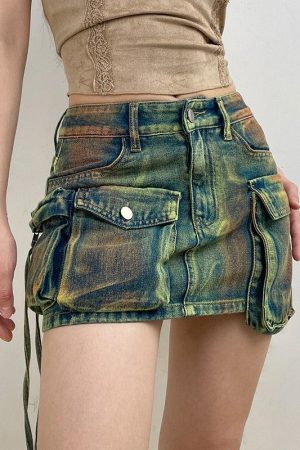 Quick Outfits, Modest Fashion Outfits Ideas Cargo Denim Mini Skirt