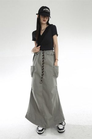 Quick Outfits, Modest Fashion Outfits Ideas Cargo Pockets Parachute Maxi Skirt