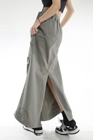 Quick Outfits, Modest Fashion Outfits Ideas Cargo Pockets Parachute Maxi Skirt