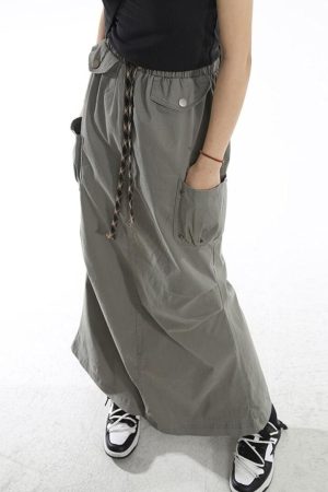 Quick Outfits, Modest Fashion Outfits Ideas Cargo Pockets Parachute Maxi Skirt