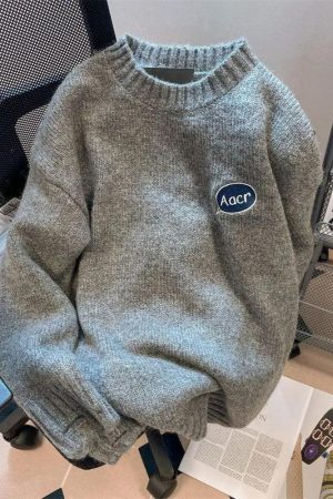 Quick Outfits, Modest Fashion Outfits Ideas Cartoon Embroidered Knitted Sweater