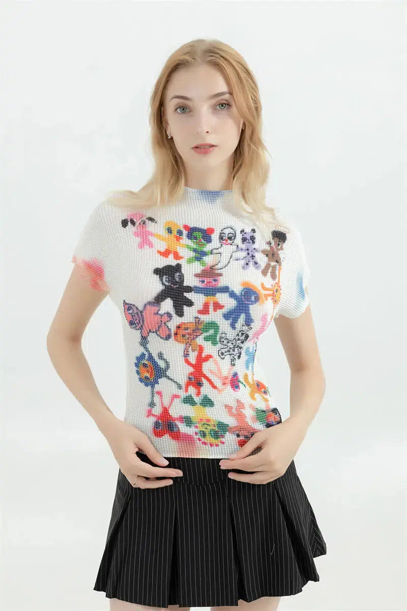 Quick Outfits, Modest Fashion Outfits Ideas Cartoon Figures Printed Top