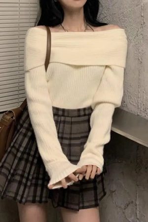 Quick Outfits, Modest Fashion Outfits Ideas Casual Off Shoulder Knitted Sweater
