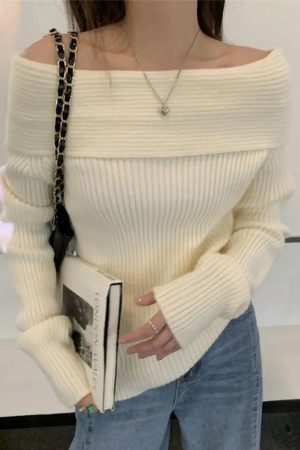 Quick Outfits, Modest Fashion Outfits Ideas Casual Off Shoulder Knitted Sweater