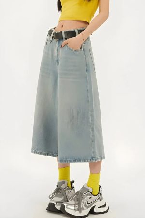 Quick Outfits, Modest Fashion Outfits Ideas Casual Wide Leg Denim Shorts