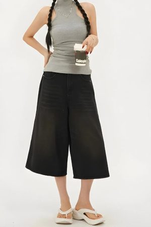 Quick Outfits, Modest Fashion Outfits Ideas Casual Wide Leg Denim Shorts