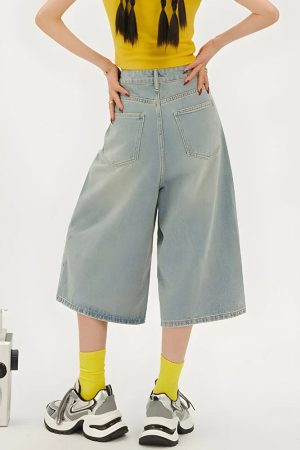 Quick Outfits, Modest Fashion Outfits Ideas Casual Wide Leg Denim Shorts