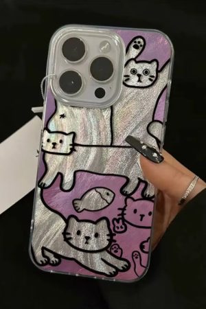 Quick Outfits, Modest Fashion Outfits Ideas Cat Metallic Phone Case